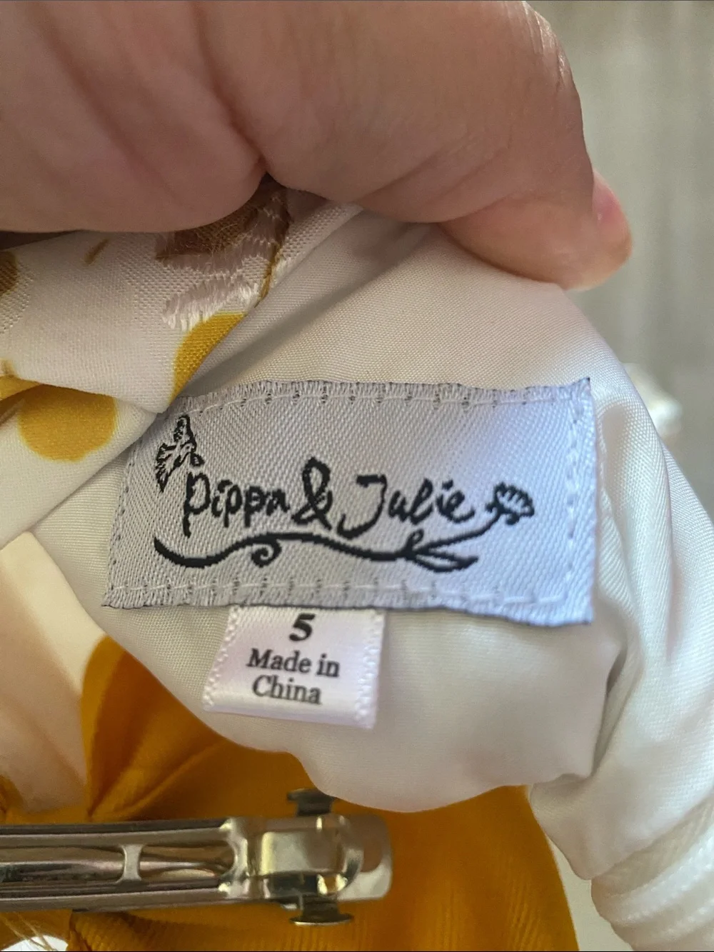 Pippa & Julie White Dress with Yellow Floral Print and Puff Sleeves